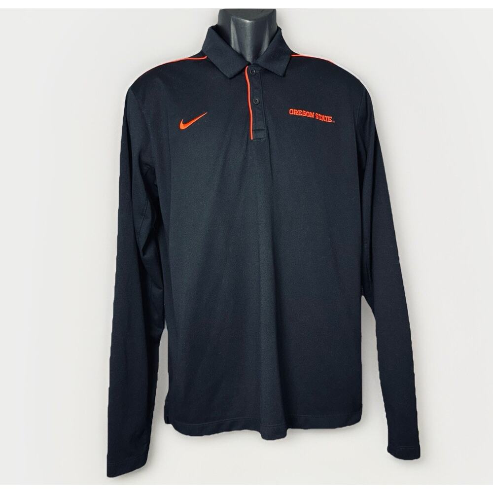 Nike Dri-Fit Polo Medium On Field Black Orange Oregon‎ State Beavers Shirt NCAA